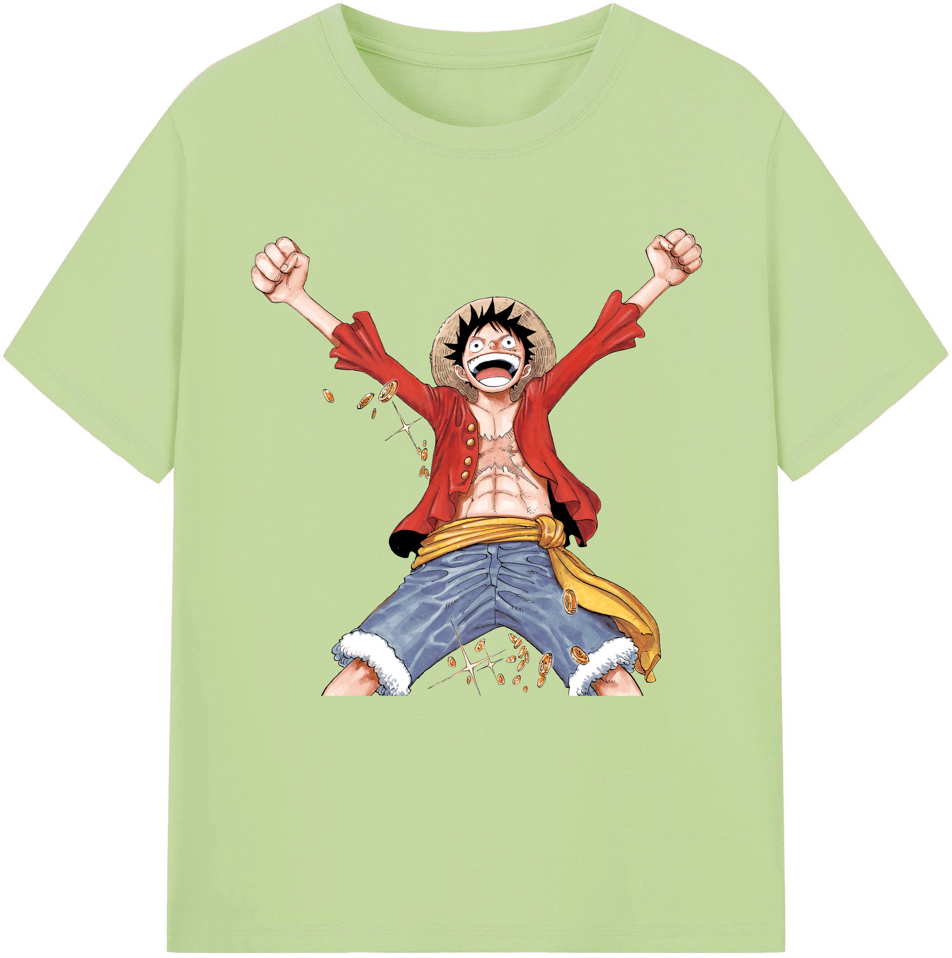 ワンピース モンキー・D・ルフィ ONE PIECE Monkey D. Luffy 綿100％半袖Tシャツ（フロントプリント）